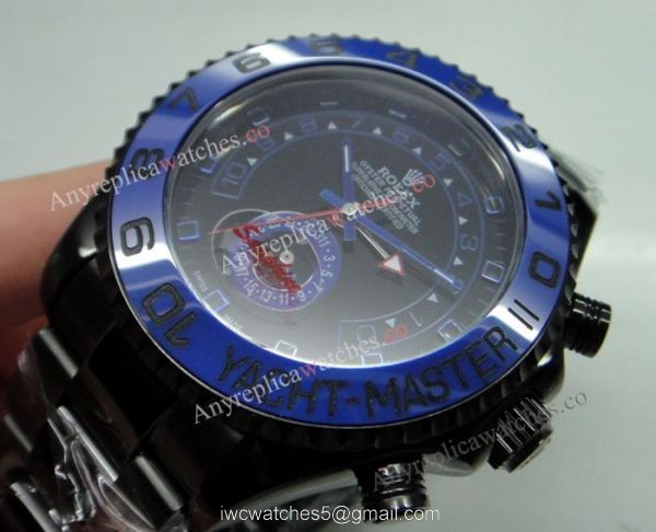 All Black Rolex Yachtmaster II Black Dial Blue Ceramic 44mm Replica watch All Black Rolex Yachtmaster II Black Dial Blue Ceramic 44mm Replica watch