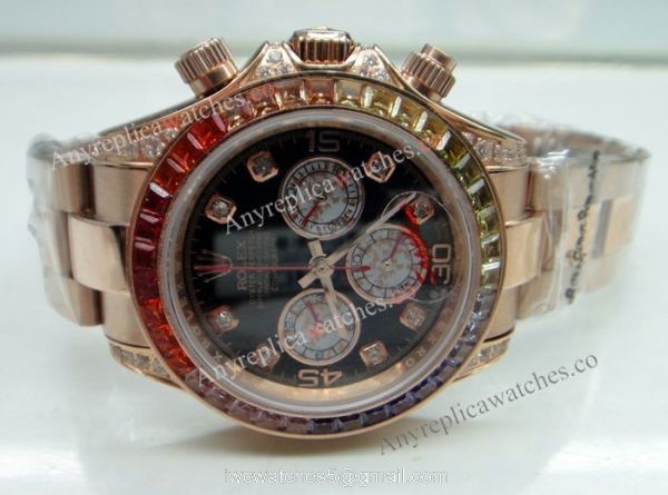 Replica Rolex Daytona Rainbow Watch Rose Gold Diamond Bezel Sapphire glass Replica Rolex Daytona Rainbow Watch Rose Gold Diamond Bezel Sapphire glass