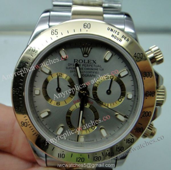Replica Rolex Daytona Watch 2-Tone Gray Dial Men Size Replica Rolex Daytona Watch 2-Tone Gray Dial Men Size