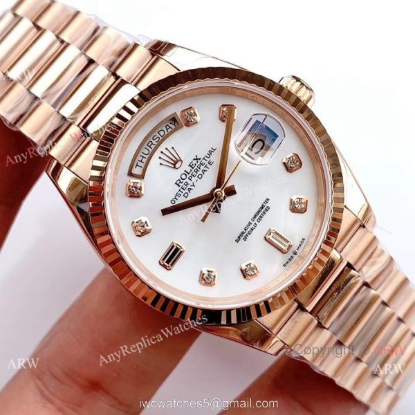 Swiss Replica Rolex Day date Rose Gold President EW Factory 3255 Watch 36mm Swiss Replica Rolex Day date Rose Gold President EW Factory 3255 Watch 36mm