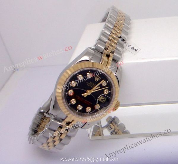 Fake Rolex Datejust Watch Black Face 2-Tone Jubilee Ladies Fake Rolex Datejust Watch Black Face 2-Tone Jubilee Ladies