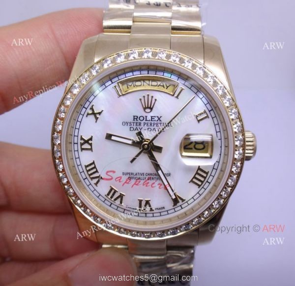 Rolex Presidential Diamond Bezel Replica Watch Day-Date MOP Dial Rolex Presidential Diamond Bezel Replica Watch Day-Date MOP Dial