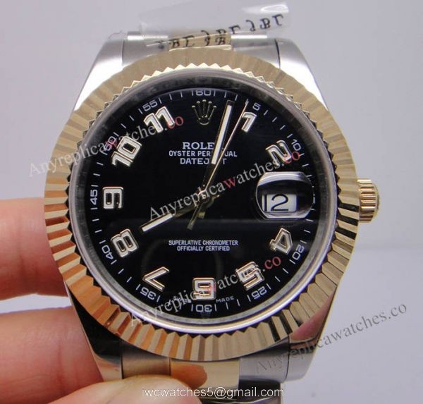 Swiss Quality Replica Rolex Datejust 41 Black Watch Two Tone Arabic Markers Swiss Quality Replica Rolex Datejust 41 Black Watch Two Tone Arabic Markers
