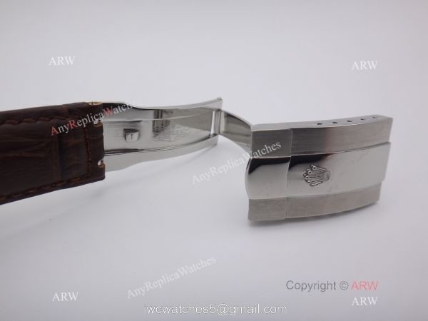 Copy Rolex Daytona Leather Strap SS Gray Face w/ Arabic Watch Copy Rolex Daytona Leather Strap SS Gray Face w/ Arabic Watch