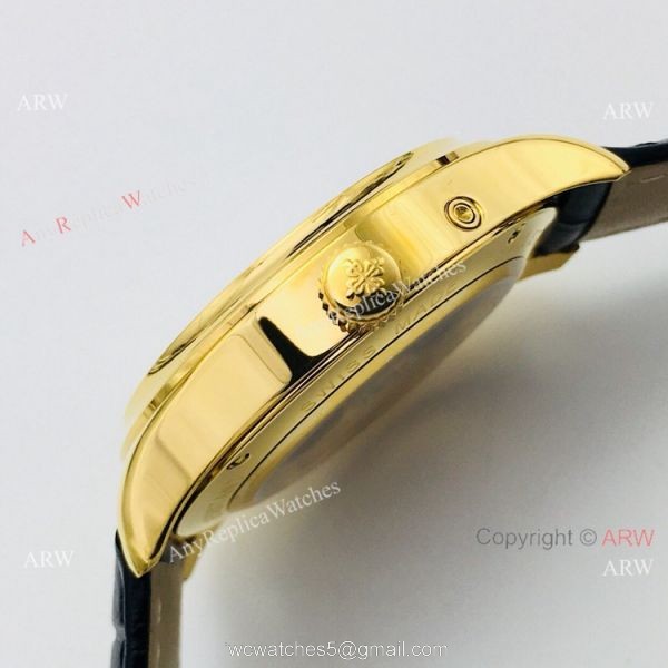 PPF Factory Patek Philippe Annual Calendar Complications Watch Gold and Black PPF Factory Patek Philippe Annual Calendar Complications Watch Gold and Black