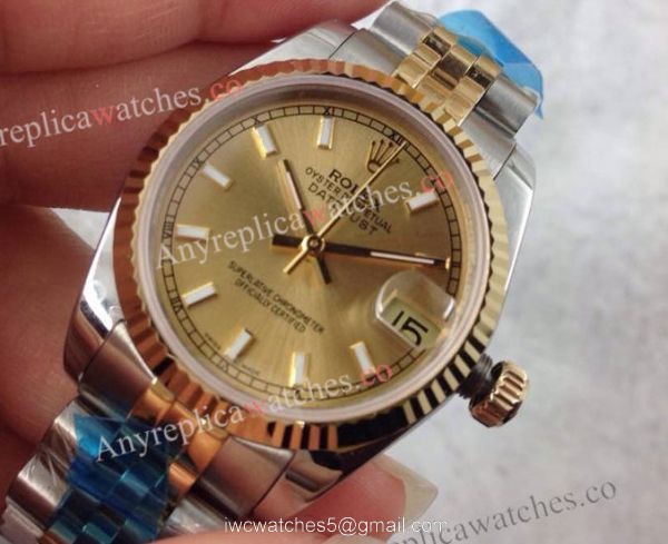 Copy Rolex 2-Tone Datejust Gold Watch 31mm High Quality Copy Rolex 2-Tone Datejust Gold Watch 31mm High Quality