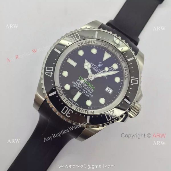 NEW UPGRADED Rolex Deepsea 44mm Replica Watch SS D-Blue Rubber Strap NEW UPGRADED Rolex Deepsea 44mm Replica Watch SS D-Blue Rubber Strap