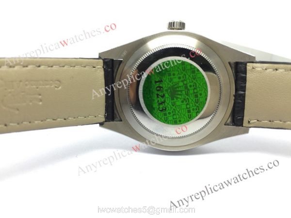 Rolex White MOP Face Diamond Bezel Black Leather Band Watch Rolex White MOP Face Diamond Bezel Black Leather Band Watch