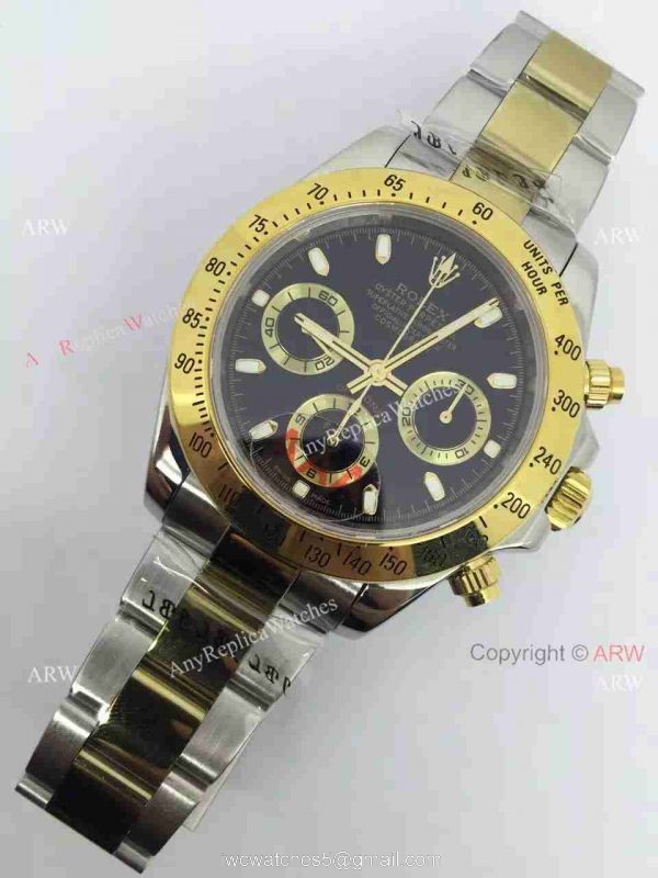 2-Tone Black Dial Rolex Valjoux 7750 Cosmograph Daytona Swiss Grade 2-Tone Black Dial Rolex Valjoux 7750 Cosmograph Daytona Swiss Grade
