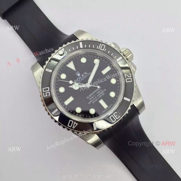NEW UPGRADED SS Black Ceramic Replica Rolex Submariner NO DATE Rubber Strap watch NEW UPGRADED SS Black Ceramic Replica Rolex Submariner NO DATE Rubber Strap watch