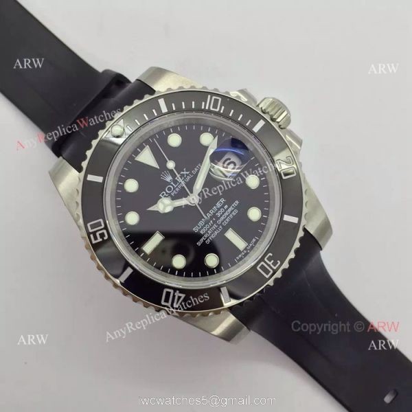 NEW UPGRADED Replica Rolex Submariner Black Face Watch: SS Black Rubber strap NEW UPGRADED Replica Rolex Submariner Black Face Watch: SS Black Rubber strap
