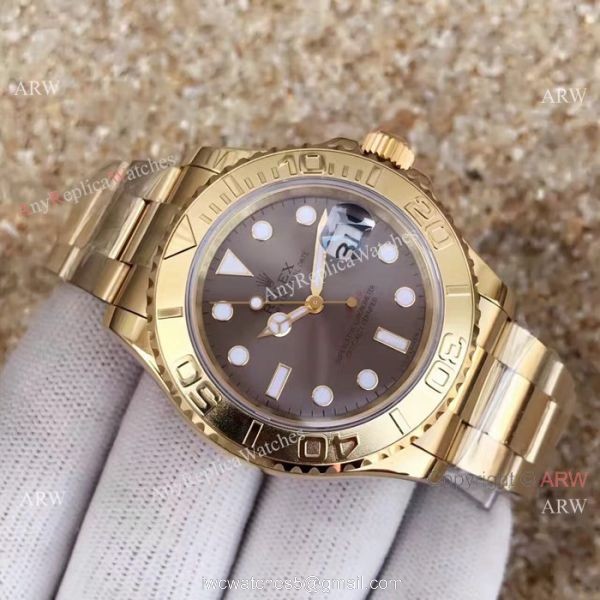 Swiss Replica Rolex Yachtmaster 3135 Watch Yellow Gold Gray Dial Swiss Replica Rolex Yachtmaster 3135 Watch Yellow Gold Gray Dial