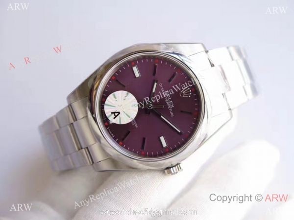 Replica Rolex Oyster Perpetual New Red Grape Dial Stainless Steel Swiss 3132 Watch JF Factory Replica Rolex Oyster Perpetual New Red Grape Dial Stainless Steel Swiss 3132 Watch JF Factory