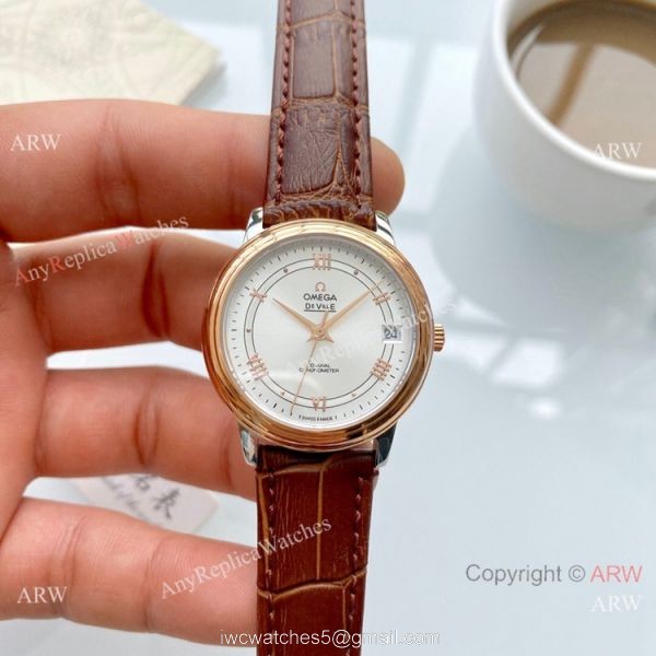 Clone Omega De Ville Prestige Ladies Watches Brown Leather Strap Clone Omega De Ville Prestige Ladies Watches Brown Leather Strap
