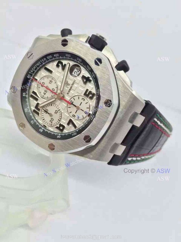 Swiss Audemars Piguet Pride of Mexico Replica Watch SS White Chronograph Black Leather Swiss Audemars Piguet Pride of Mexico Replica Watch SS White Chronograph Black Leather