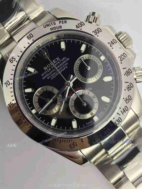 Replica Swiss Rolex Valjoux 7750 Daytona Watch Stainless steel Black Dial Replica Swiss Rolex Valjoux 7750 Daytona Watch Stainless steel Black Dial