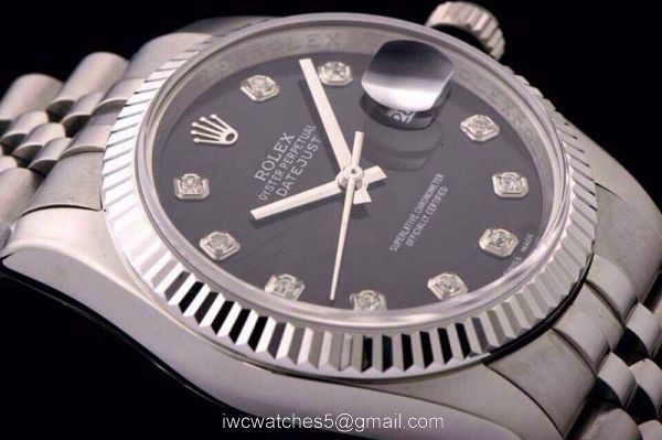 ROLEX DATEJUST SWISS ETA3135 WATCH BLACK DIAL DIAMOND MARKER ROLEX DATEJUST SWISS ETA3135 WATCH BLACK DIAL DIAMOND MARKER