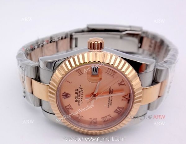 High Quality Copy Rolex Oyster Datejust Ladies Watch 2-Tone Rose Gold Pink Roman High Quality Copy Rolex Oyster Datejust Ladies Watch 2-Tone Rose Gold Pink Roman