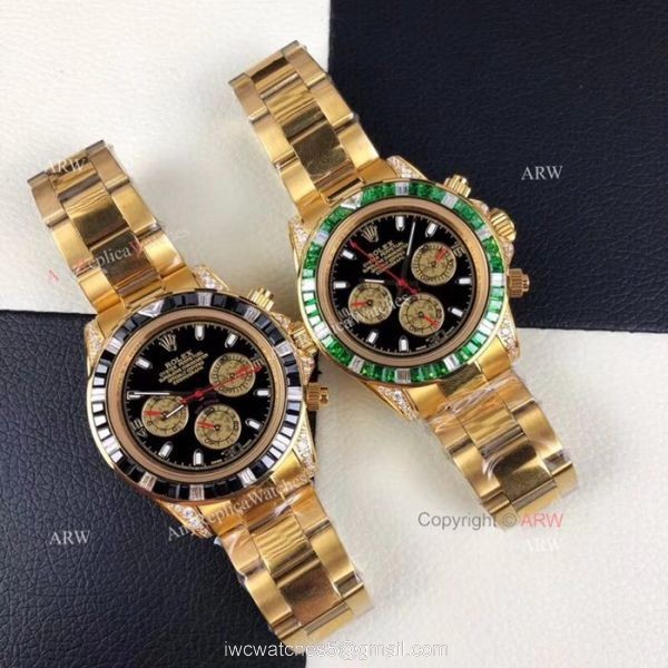 New Style Replica Rolex Daytona Rainbow Watch All Gold Diamond Bezel New Style Replica Rolex Daytona Rainbow Watch All Gold Diamond Bezel