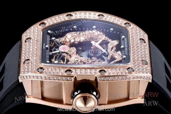 KV Factory Crazy Richard Mille RM051 Tiger Dragon rose gold with diamonds Skeleton Replica Watches KV Factory Crazy Richard Mille RM051 Tiger Dragon rose gold with diamonds Skeleton Replica Watches