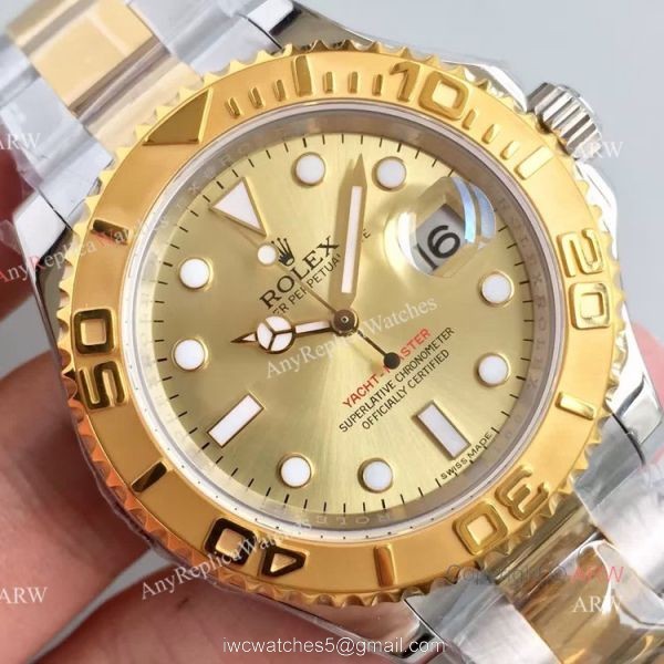Swiss Copy Rolex Yacht-master ETA2836 Watch 2-Tone Gold Face Swiss Copy Rolex Yacht-master ETA2836 Watch 2-Tone Gold Face