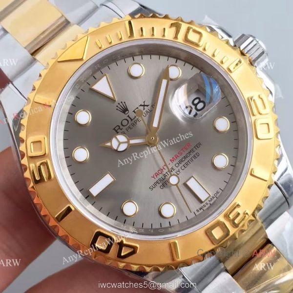 Swiss Copy Rolex Yacht-master 2836 Watch 2-Tone Gray Face Swiss Copy Rolex Yacht-master 2836 Watch 2-Tone Gray Face
