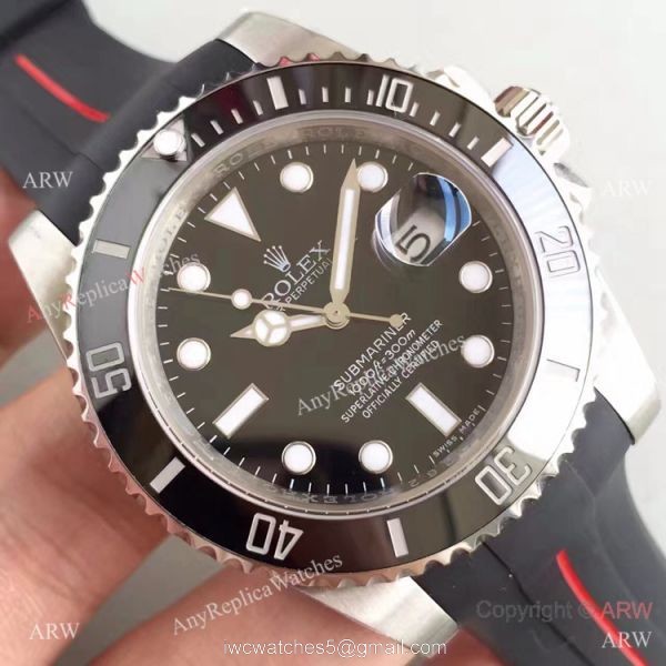 Stainless Steel Black Dial Submariner Rolex Rubber Strap Watch New Upgraded Stainless Steel Black Dial Submariner Rolex Rubber Strap Watch New Upgraded