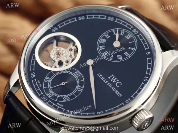 High Quality Replica IWC Tourbillon Portuguese SS Black Leather Watch High Quality Replica IWC Tourbillon Portuguese SS Black Leather Watch