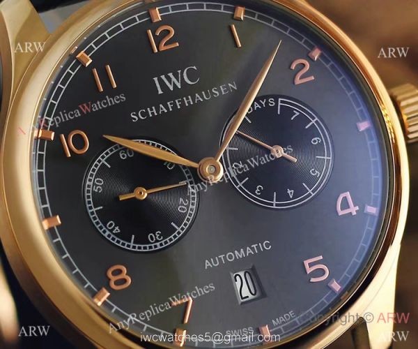 IWC Portuguese Black Face Rose Gold Watch 7 Days Power Reserve IWC Portuguese Black Face Rose Gold Watch 7 Days Power Reserve
