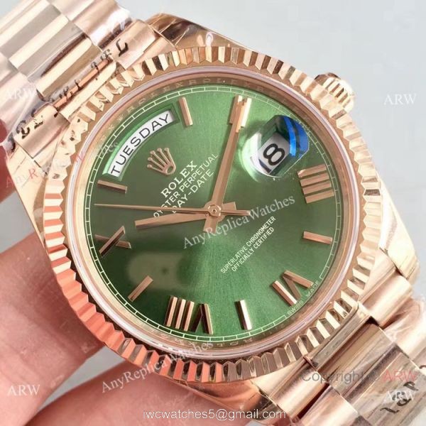Replica Rolex 228239 Day-Date II 40mm Watch Olive Green Dial Rose Gold Replica Rolex 228239 Day-Date II 40mm Watch Olive Green Dial Rose Gold