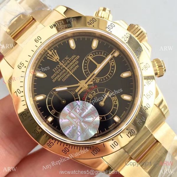 JF Replica Rolex Valjoux 7750 Chronograph Daytona Yellow Gold Black Watch JF Replica Rolex Valjoux 7750 Chronograph Daytona Yellow Gold Black Watch