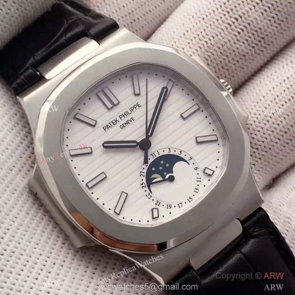 Swiss Grade 1 Patek Philippe Moonphase Replica Watch Nautilus Black Dial 40mm Swiss Grade 1 Patek Philippe Moonphase Replica Watch Nautilus Black Dial 40mm