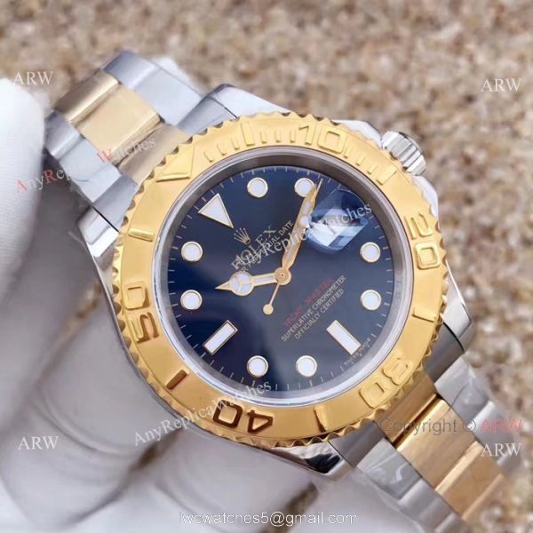 Swiss ETA 2836 Yachtmaster Two Tone Black Watch Replica for sale Swiss ETA 2836 Yachtmaster Two Tone Black Watch Replica for sale