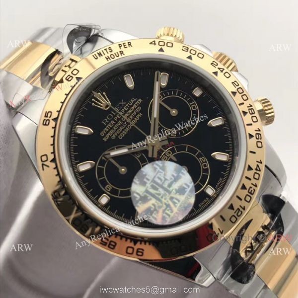 JF Swiss Grade Replica Rolex Daytona Valjoux 7750 Watch Two Tone and Black JF Swiss Grade Replica Rolex Daytona Valjoux 7750 Watch Two Tone and Black
