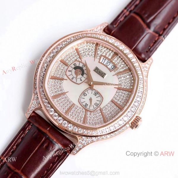 Swiss Copy Piaget Emperador Coussin Dual Time Zone Watch Rose Gold Diamond Swiss Copy Piaget Emperador Coussin Dual Time Zone Watch Rose Gold Diamond