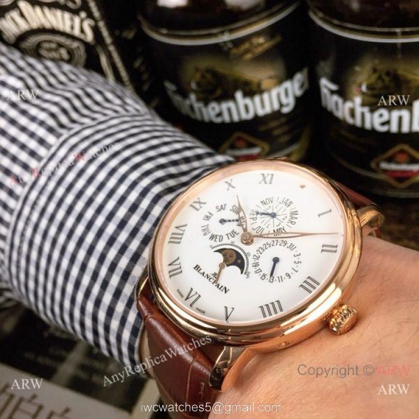 Fake Blancpain Moonphase Perpetual Calendar Rose Gold Watch 40mm Fake Blancpain Moonphase Perpetual Calendar Rose Gold Watch 40mm