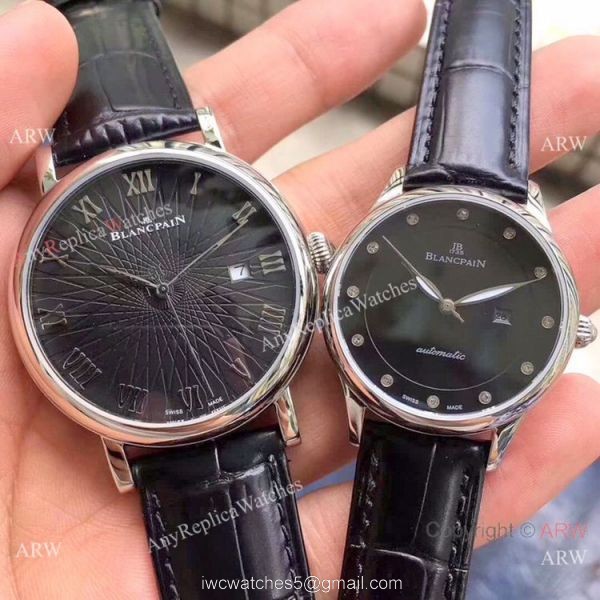 Copy Blancpain Lovers Watch Rose Gold Brown Leather Strap Copy Blancpain Lovers Watch Rose Gold Brown Leather Strap