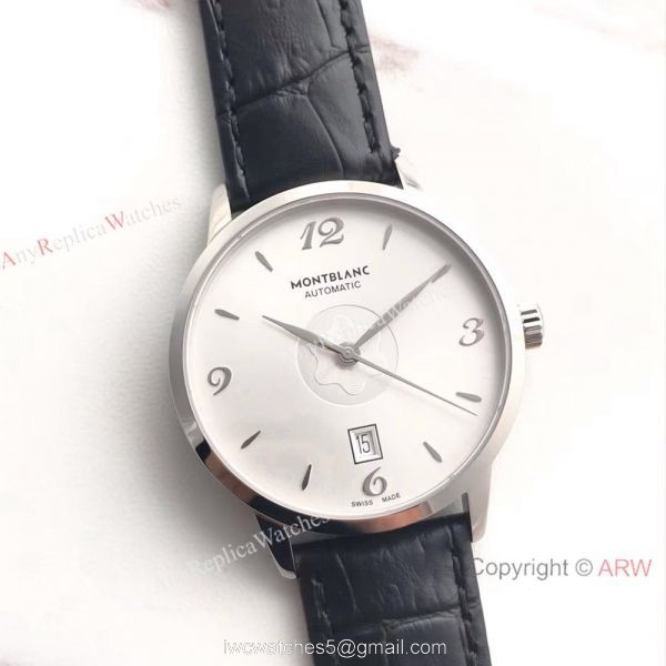 Montblanc Meisterstuck Watch Stainless Steel White Face Black Leather Strap Montblanc Meisterstuck Watch Stainless Steel White Face Black Leather Strap