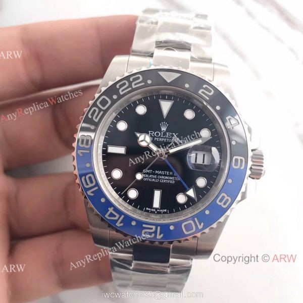 NEW UPGRADED V7 Swiss 3186 Fake Rolex Batman GMT-Master II Ss Watch NEW UPGRADED V7 Swiss 3186 Fake Rolex Batman GMT-Master II Ss Watch