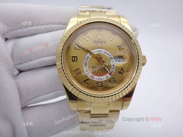 Rolex Sky Dweller Replica Wristwatch Yellow Gold Arabic Markers 40mm Rolex Sky Dweller Replica Wristwatch Yellow Gold Arabic Markers 40mm