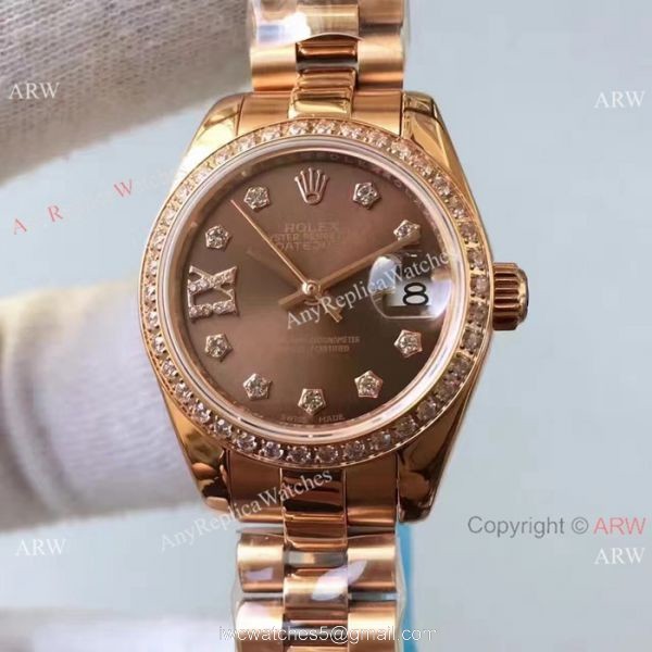 Rolex Lady Datejust 26mm Copy Watch Rose Gold Brown Dial Rolex Lady Datejust 26mm Copy Watch Rose Gold Brown Dial