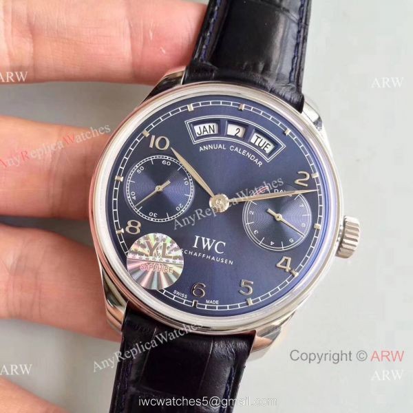 Swiss Replica IWC Portugieser Annual Calendar 7 Days Blue Face SS Watch Swiss Replica IWC Portugieser Annual Calendar 7 Days Blue Face SS Watch