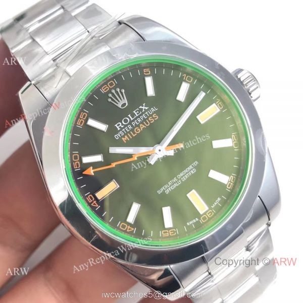 AR Factory Swiss Rolex Milgauss 904L Stainless Steel Watch Green Glass 40mm AR Factory Swiss Rolex Milgauss 904L Stainless Steel Watch Green Glass 40mm