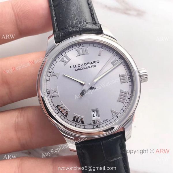 Swiss Classic Chopard L.U.C 9015 Watch SS Gray Roman Markers Swiss Classic Chopard L.U.C 9015 Watch SS Gray Roman Markers