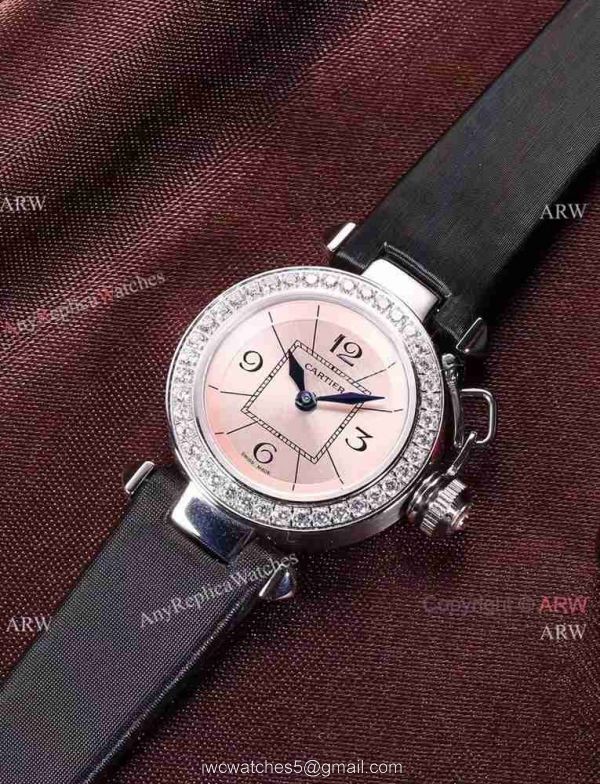 Replica Cartier Pasha SS Diamond Bezel Purple Strap Watch Ladies 28mm Replica Cartier Pasha SS Diamond Bezel Purple Strap Watch Ladies 28mm