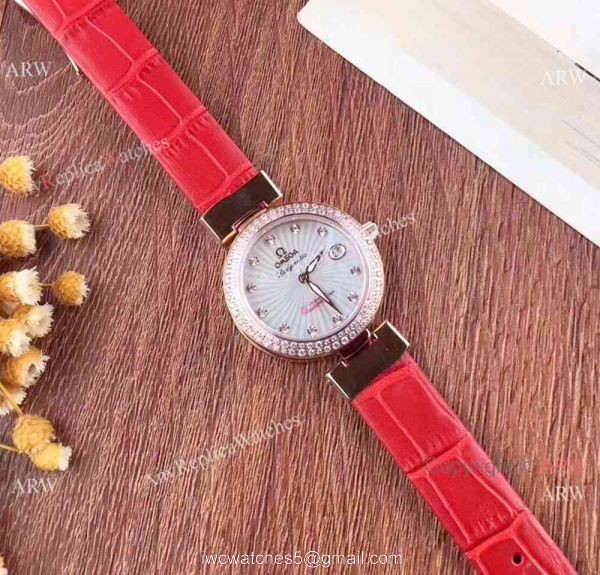 Women Omega De Ville Ladymatic Replica Watch SS Blue Diamond Women Omega De Ville Ladymatic Replica Watch SS Blue Diamond