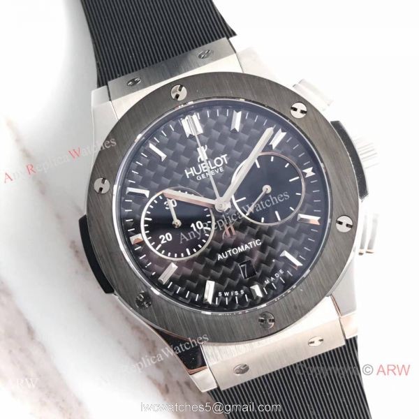Swiss Copy Hublot Big Bang Classic Fusion Watch SS Black Carbin-fiber Dial Swiss Copy Hublot Big Bang Classic Fusion Watch SS Black Carbin-fiber Dial