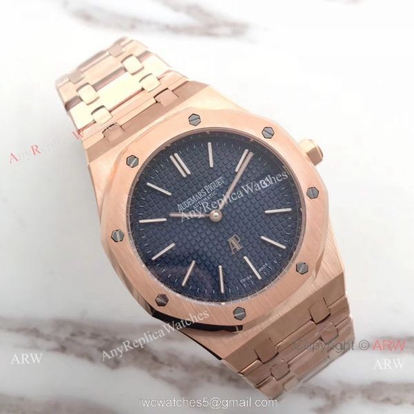 New Audemars Piguet Royal Oak Extra Thin Replica Watch 39mm Rose Gold Blue Dial New Audemars Piguet Royal Oak Extra Thin Replica Watch 39mm Rose Gold Blue Dial