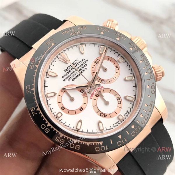 AR Factory SWISS ROLEX DAYTONA 4130 Watch Rose Gold White Face AR Factory SWISS ROLEX DAYTONA 4130 Watch Rose Gold White Face
