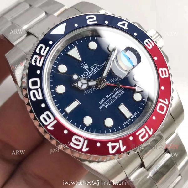 New Rolex GMT Master II Pepsi Replica Wristwatch Stainless Steel Blue Dial 40MM New Rolex GMT Master II Pepsi Replica Wristwatch Stainless Steel Blue Dial 40MM